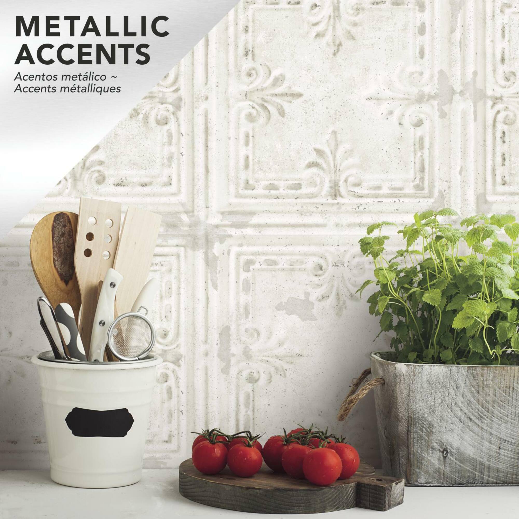 RoomMates Tin Tile Peel & Stick Wallpaper